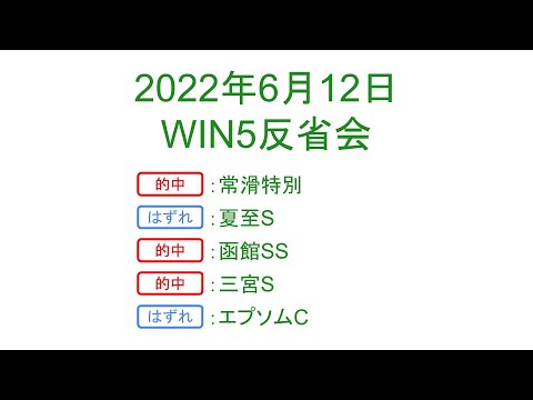 【WIN5】2022年6月12日のWIN5反省会